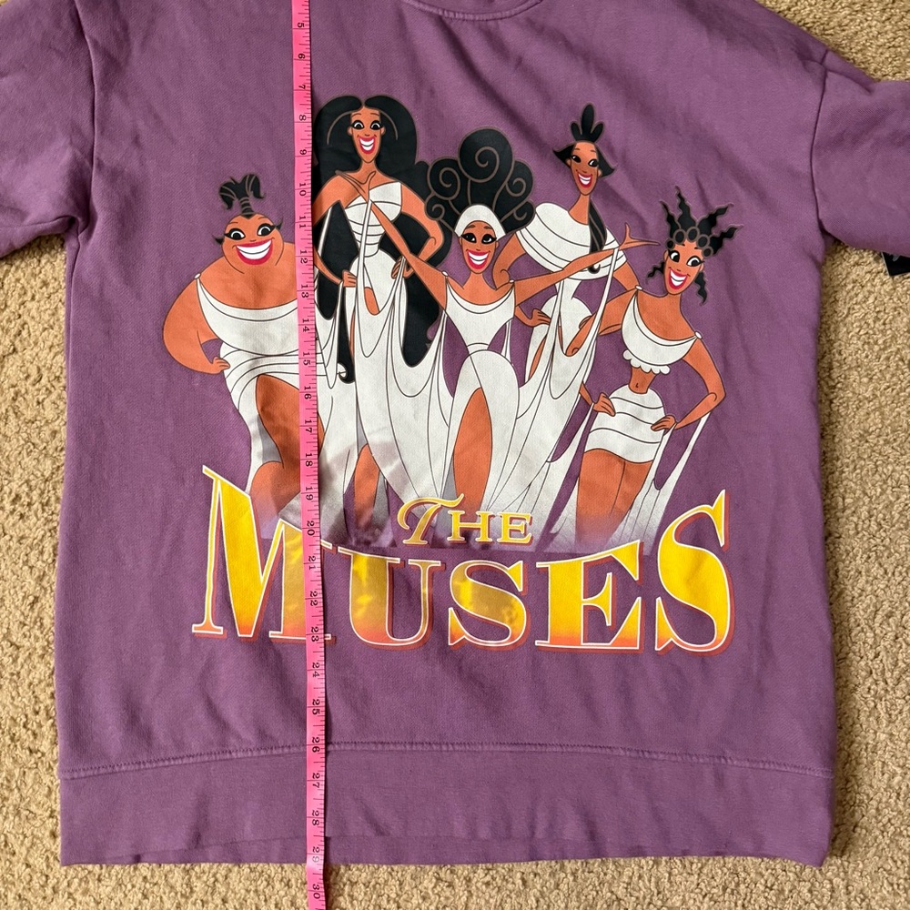 Hercules The Muses Her Universe Boxlunch Exclusive Purple Sweatshirt Pullover - Picture 2 of 3
